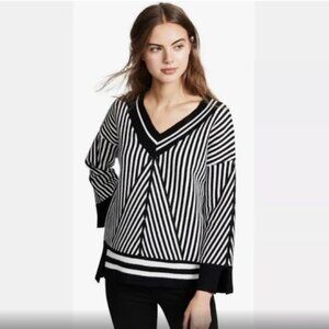 Moon River Striped V neck sweater